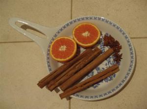 Cinnamon sticks, oranges and a few little bits of star anise