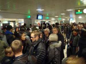 A polite, orderly Swiss queueA polite, orderly Swiss queue
